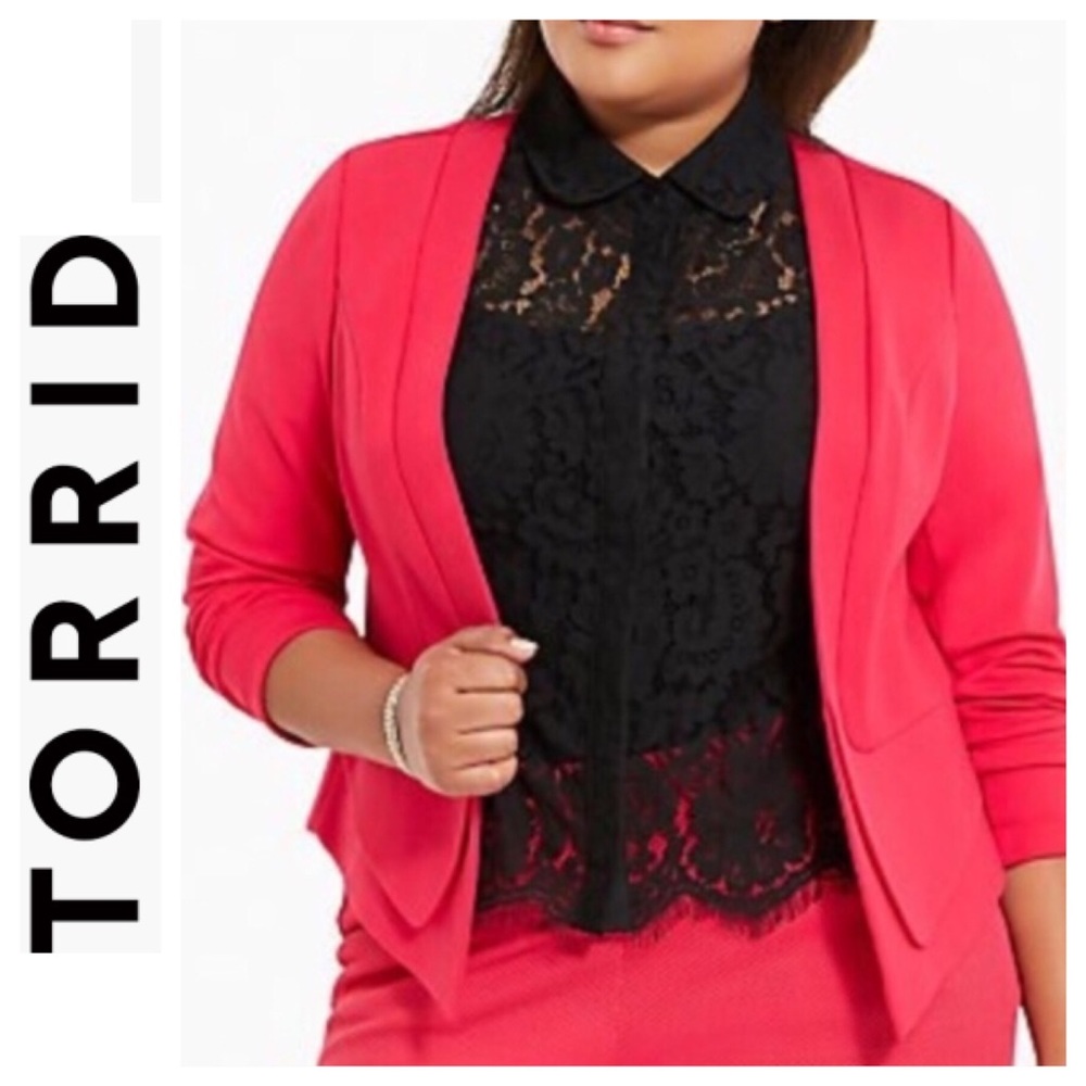 Torrid Cutaway Open Front Layered PINK Blazer